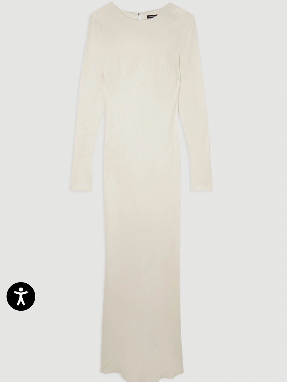 Karen Millen Viscose Satin Woven Long Sleeve Maxi Dress - Ivory - Picture 4 of 7